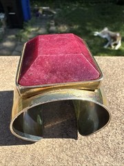 NEW Ann Taylor LOFT Gold Semi Precious Stone Cuff Bracelet Burgundy Wine Square
