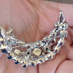 Vtg Juliana Style Crystal Moon And Stars Rhodium Plated Brooch