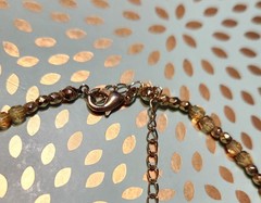 Vtg Cookie Lee faceted Purples/Yellows Lucite Charm Necklace on pale Gold chain