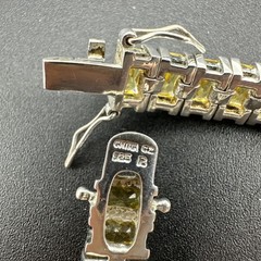 Vintage Ross Simons Silver 925 Canary Yellow Baguette Cut CZ Bracelet 7.5″ long