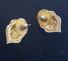 Vintage Trifari Faux Pearl & Clear Rhinestone Kartouch Gold Tone Post Earrings