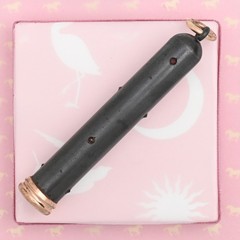 Antique Victorian NIELLO Red Paste Gold Filled Mechanical Pencil Pendant