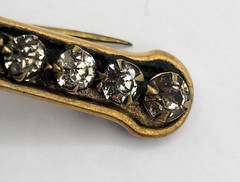 Edwardian Gold Plated with Rhinestones Brooch Bar Pin Circa 1920s