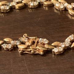 Vtg. Yellow Goldtone & Rhinestone 7 1/2 Inch Tennis Bracelet – no Marks