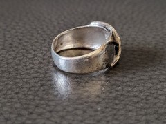 Vintage Gold and Silver Geometric and Textured Ring. Marked 925 and 18K Size 7.5