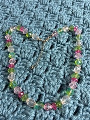 Vintage Y2K Pastel Multicolor Beaded Necklace Faceted 16 – 18 inches Long