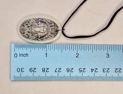 BRIGANTIA CELTIC GODDESS Porcelain Oval Pendant w/ Black Silk Cord Necklace NIB