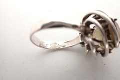 Vintage Modernist Sterling Silver & Large Smoky Quartz Cocktail Ring Sz 7
