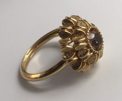 Vtg 1974 Avon Sunflower Gold Tone Topaz Crystal Ring Adjustable Size 7.5. #680
