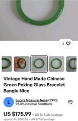 Vintage 2 X 62mm Tubular Jade Look Green Glass Bangle 82 Grams