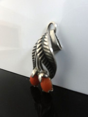 Beautiful Antique Genuine Coral Cherries 835 Silver Designer TEKA Signed Pendant