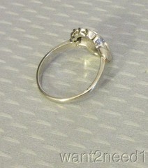 estate 14K White Gold Diamond Ring 50s MCM Swirl Natural 5-Stone .25ct size 7.5