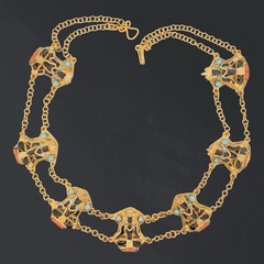Vintage 🖤 Tibetan Nepalese Turquoise Coral CHOKER Buddha Goddess BRASS Necklace