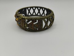 Vintage Heidi Daus Hidden Quartz Watch Bracelet Multicolor Rhinestones Art Deco