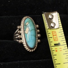 Lot of 5 Vintage Silver Turquoise Rings Size 5-5.5
