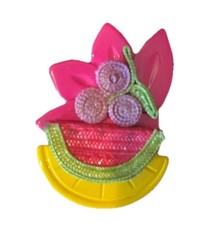 Vintage Plastic Fruit Brooch Watermelon Summer 1980s 1990s Neon Bright Fun Color