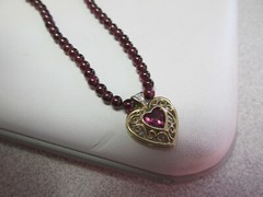 16 inch Almandine Garnet Necklace with 14k Gold Heart Pendant & Clasp MAKE OFFER