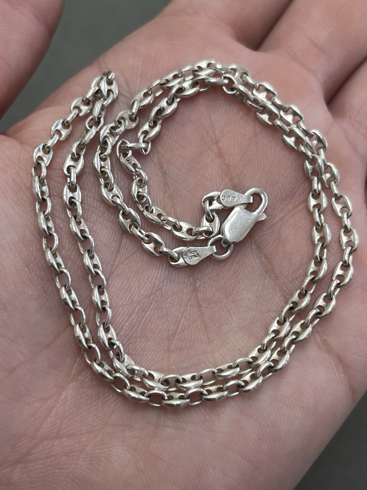 Vintage Italy Silver Mariner Link Chain Necklace