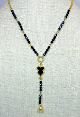 Allison Reed Black Onyx Bead Necklace Gold Plated 16″ Vintage NOS