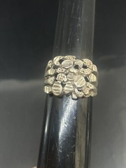 Vintage Unisex Sterling Silver 925 BRUTALIST Freeform Nugget 11.25 Ring 9.82g