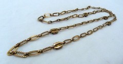 VINTAGE MURAT FRANCE 12K GOLD FILLED LAPIS GEMSTONE STATIONS LINK NECKLACE ~ 28″