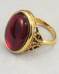 Jewel Tone Red Filigree Pattern Lucite 1960’s Adjustable Vintage Ring U.S.A.