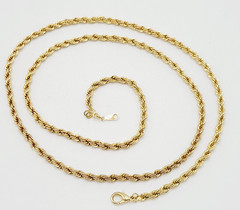 Classic Rope Twist Gold Tone Multi Link Chain Vintage Unisex Necklace 30 Inch