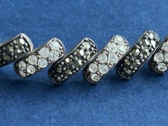 Vintage Sterling Silver Marcasite CZ Link 7” Bracelet Signed A 925 Thailand