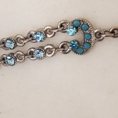 VCLM Aqua Crystal Turquoise Rhinestone Choker – High End Costume Piece Marked