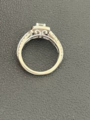 14k White Gold 0.80CT Princess Cut Halo Diamond Ring(A35)