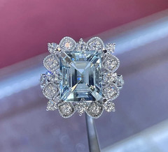 2Ct Emerald Cut Lab Created Aquamarine Engagement Gift Ring 14K White Gold Over