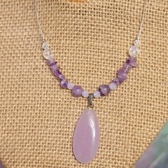 Vintage Purple Glass Stone Necklace Adjustable Length Women Jewelry Beads Gift