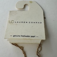 Vntg Lauren Conrad Necklace Genuine Freshwater Pearl Gold Tone 32” Gemstones NOS