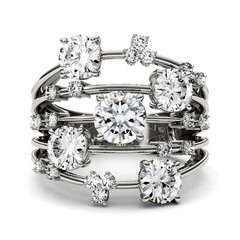 2.50Ct White Round Cut Simulated Diamond Bubble Art Deco Wedding 925 Silver Ring
