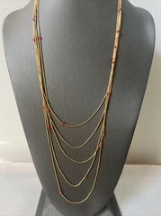 Rare pink coral bead necklace 23 inch 5 Strands estate vintage