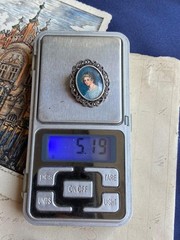 Vintage Silver 800 Womens Jewelry Pendant Brooch Portrait Miniature Signed Italy