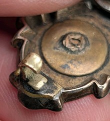 Antique Victorian Etruscan Revival Era 12kt Gold Filled Niello Brooch / Pin