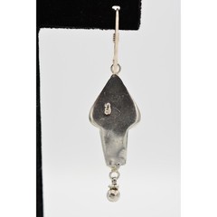 Vintage 925 Sterling Silver Dangle Drop Earrings Purple Cabochon Signed Bin4