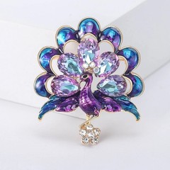 Vintage Style Peacock Bird Rhinestone Crystal Cyan Bird Brooch Pin Pendant Gift