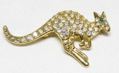 Vintage Kangaroo Pave Gold Tone Green Eyed Brooch Lot 1878S lisasfinds