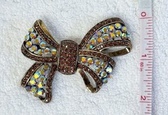 Vintage Bow Brooch ROM Rhinestones AB Crystals Signed Royal Ontario Museum EUC