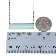 Vintage Sterling Silver 925 Ocean Blue Chalcedony Bar Necklace 16″-18″