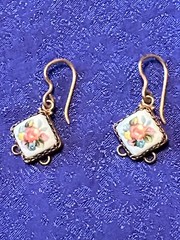 Porcelain Hand Painted Enamel Russian Rostov Finift Vintage earrings