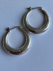 Sterling Silver Vintage Hoop Earrings 6 Grams