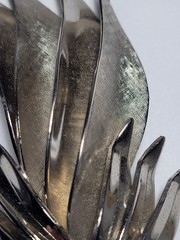 Vintage Silvertone Leaves Foliage Flame 3D Brooch Mid Century Fashion Jewelry