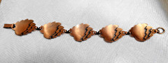 8 inch Vintage Solid Copper Renoir Triple Leaf Panels Bracelet 1″ 21.6 grams