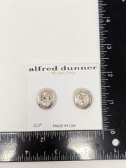 Vintage Alfred Dunner Crystal Clip-On Earrings Silver Tone Nickel Free USA