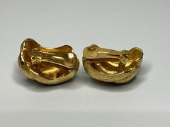 Vintage BIANCA Domed Round Gold Tone Clip On Earrings Signed Statement Retro