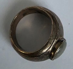 Vintage Handmade 1950s-1970s Silver Ring With Oval Aqua Cabochon-Cut Stone Nice
