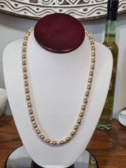 Vintage c1960s Cultured Pearl 12k Rose Gold Filled Bead Ball Necklace See Video